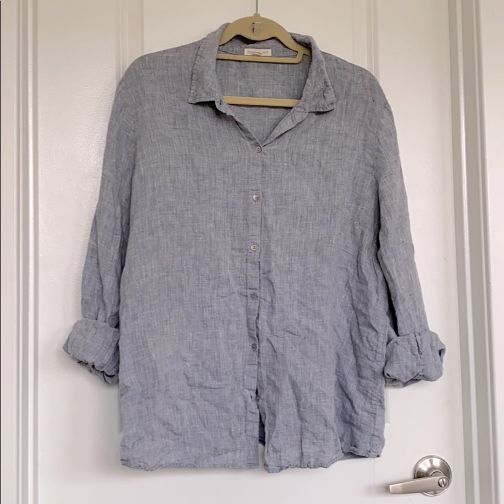 Classic collar 100% linen shirt